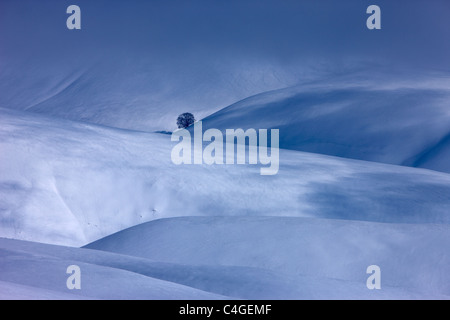 Il Piano Grande in inverno, Parco Nazionale dei Monti Sibillini, Umbria, Italia Foto Stock