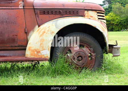 Vecchio arrugginito CARRELLO IN UN CAMPO DI BDB Foto Stock