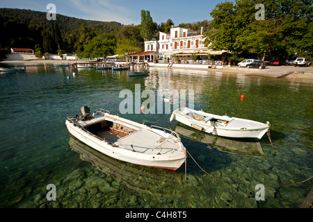 Barche da pesca al porticciolo di Agnontas, Skopelos Island, Sporadi settentrionali, Grecia Foto Stock