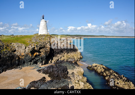 Faro sull isola di LLanddwyn, Newborough, Galles Foto Stock