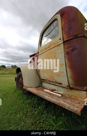 Vecchio arrugginito CARRELLO IN UN CAMPO DI BDB Foto Stock