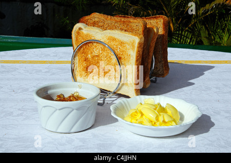 Toast con burro e marmellata, Costa del Sol, Andalusia, Spagna, Europa occidentale. Foto Stock