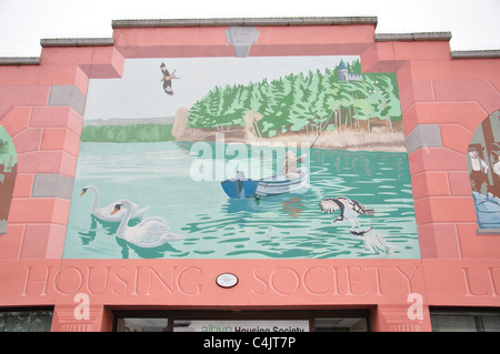 Carta murale su High Street, Invergordon, Highland, Scotland, Regno Unito Foto Stock