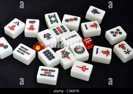 Mahjong tiles,Cinese tradizionale intrattenimento Foto Stock