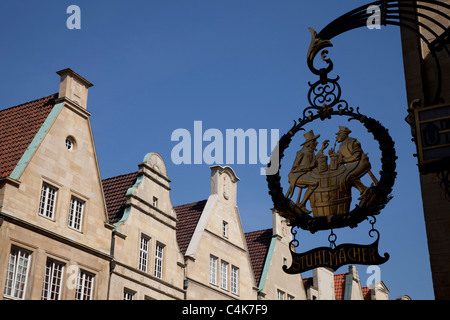 Segno Stuhlmacher, Prinzipalmarkt, Muenster Muensterland, Nord Reno-Westfalia, Germania Foto Stock