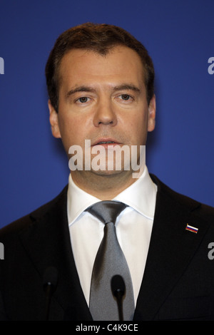 DMITRY MEDVEDEV PRESIDENTE DELLA RUSSIA 27 maggio 2011 INTERNATIONAL MEDIA CENTER DEAUVILLE FRANCIA Foto Stock