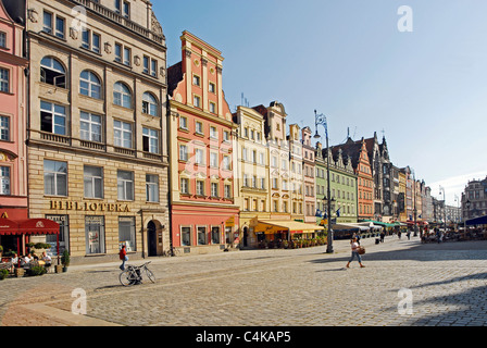 Splendidi edifici nel centro di Wroclaw in Polonia Foto Stock