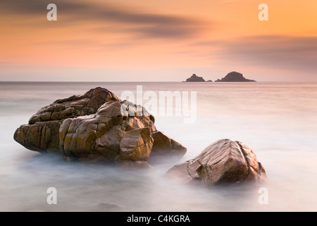 Vista dalla valle culla; tramonto; Cornovaglia Foto Stock