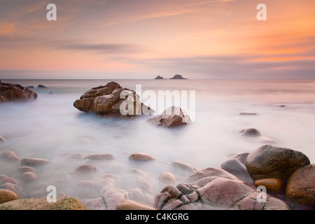 Vista dalla valle culla; tramonto; Cornovaglia Foto Stock