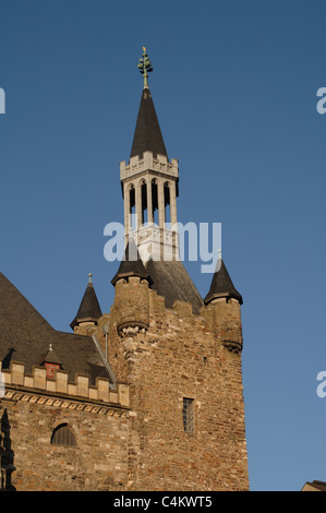 Granusturm des historischen Aachener Rathaus. Foto Stock