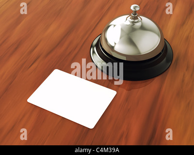 Hotel Bianco badge e campana di servizio , 3d illustrazione Foto Stock