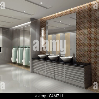 Il bagno in stile moderno.3D render Foto Stock