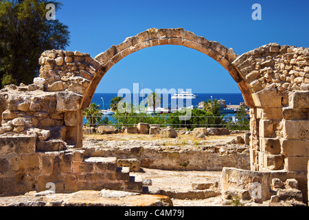 Paphos Parco Archeologico rovine,Pafos harbour,Cipro Foto Stock