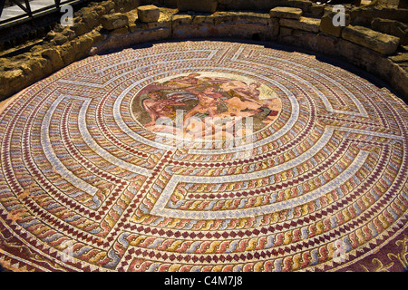 Mosaico romano,Casa di Teseo,Parco Archeologico,,Kato Paphos,Pafos,Cipro Foto Stock