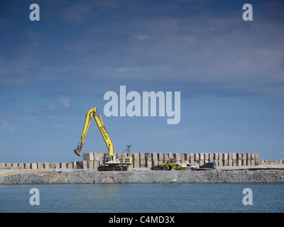 Boskalis è una delle società che costruisce Maasvlakte 2, nuova terra che sarà utilizzato per ampliare il porto di Rotterdam, NL Foto Stock