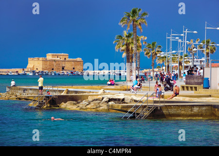 Paphos Fort,Kato Pafos,porto,Cipro Foto Stock