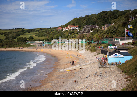 Langland Bay, Gower, Swansea, South Wales, Regno Unito su un giorno d'estate con un cielo blu Foto Stock