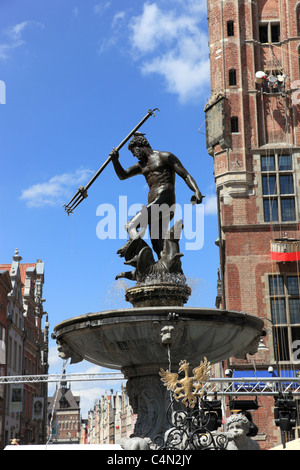 Fontana di Nettuno a Danzica, Polonia. Foto Stock