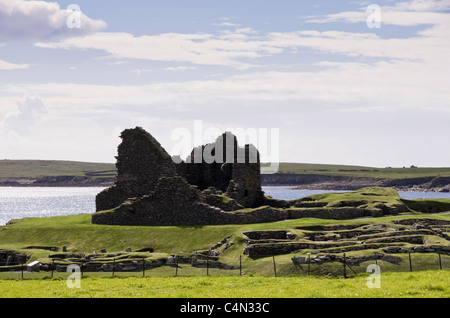 Sumburgh, isole Shetland, Scotland, Regno Unito. Jarlshof sito archeologico di insediamenti preistorici risalenti all'età del Ferro Foto Stock