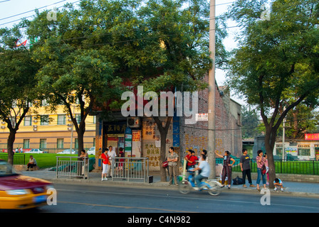 Pechino, Cina, Street Scene, mostra Last private House, Resisting forzato Evictions nel centro della città, Hutong, cinese città strada Foto Stock