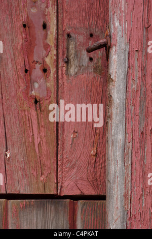 Fienile porta rossa, Muker, Swaledale, Yorkshire Dales, England, Regno Unito Foto Stock