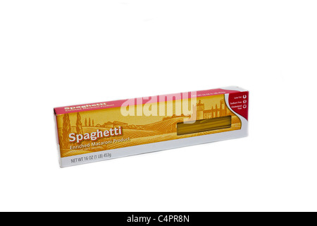 Una scatola di pasta Linguini Spaghetti Foto Stock