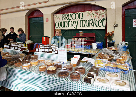 Brecon paese mercato, Brecon Market Hall, Brecon, Brecon Beacons National Parl, Galles Foto Stock