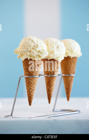 Tre coni gelato Foto Stock