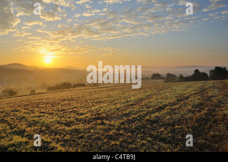 Sunrise, Wenighoesbach, Aschaffenburg, Franconia, Spessart, Baviera, Germania Foto Stock