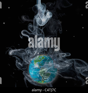 Il pianeta terra avvolta nel fumo Foto Stock