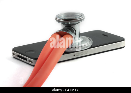 Nero apple iphone isolati su sfondo bianco salute e medicina Foto Stock