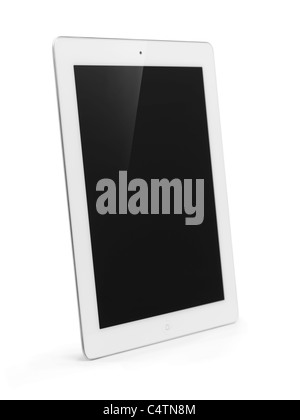 Bianco Apple iPad 2 tablet pc con display vuoto. Isolato con percorso di clipping su sfondo bianco. Foto Stock