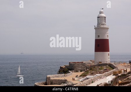 Faro di Gibilterra è la Trinità solo faro al di fuori del Regno Unito. Situato sulla punta meridionale di Gibilterra. Foto Stock