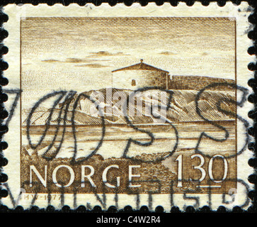 Norvegia - circa 1977: un timbro stampato in Norvegia mostra Steinvikholm castello, circa 1977 Foto Stock
