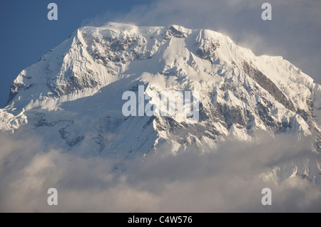 Annapurna sud, vista dal, Landruk Village, Annapurna Area di Conservazione, Gandaki, Pashchimanchal, Nepal Foto Stock