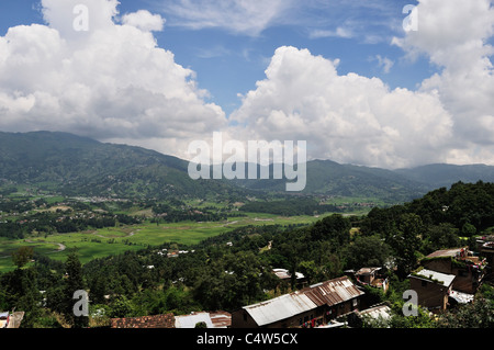 Valle di Kathmandu vista da Changu Narayan Temple, zona di Bagmati, Madhyamanchal, Nepal Foto Stock