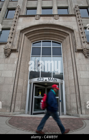 Grano canadese sedi del bordo sulla strada principale di Winnipeg Foto Stock