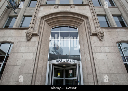 Grano canadese sedi del bordo sulla strada principale di Winnipeg Foto Stock