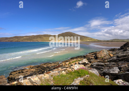 Altaheeran bay, Rosguill Peninsula, County Donegal, Irlanda, parsimonia Mare e spiaggia Foto Stock