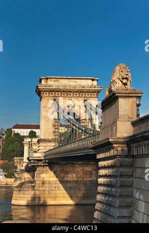 Szechenyi lanchid Chain Bridge Budapest, Ungheria, Europa Foto Stock
