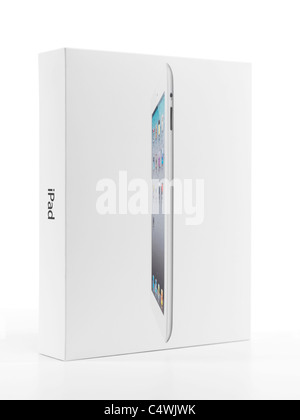 Apple iPad di confezionamento del prodotto boxed e avvolti in materiale  plastico. Isolato su sfondo nero Foto stock - Alamy