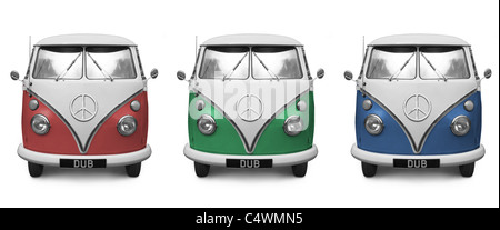 VW Devon camper con CND badge - rosso, verde e blu, vari leggerezza in modo che il colore può essere regolata utilizzando Tonalità/ Sat. Foto Stock