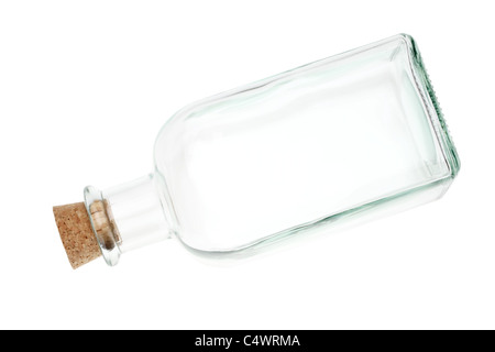 Bottiglia di vetro isolato su sfondo bianco Foto Stock