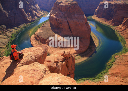 Tramonto a piegare a ferro di cavallo, Arizona, Stati Uniti d'America Foto Stock