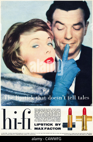 Periodo originale annuncio nella rivista circa 1958 pubblicità HI-FI Rossetto dal fattore di MAX Foto Stock