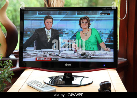 La BBC Prima colazione TV canale di notizie. Foto Stock