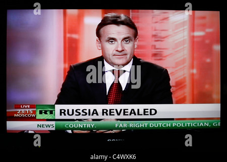 Screen shot di RT russo News Bulletin in inglese Foto Stock