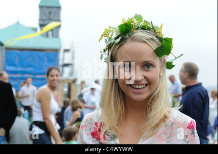 Un svedese annuale Festival di mezza estate avviene in Battery Park City, un quartiere di Lower Manhattan. Foto Stock