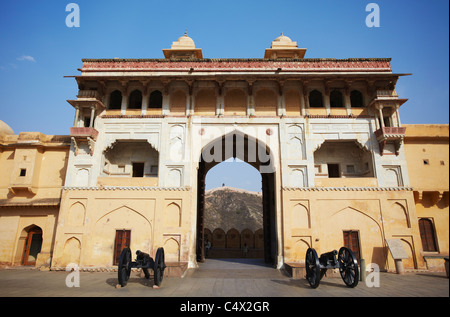 Cancello in Forte Amber, Jaipur, Rajasthan, India Foto Stock