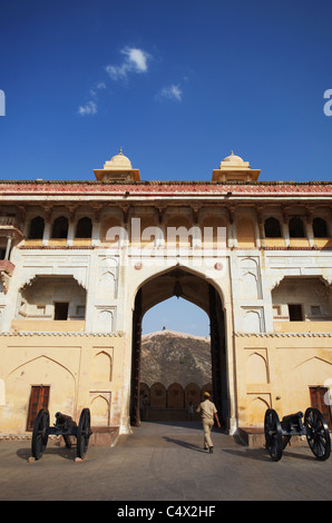 Cancello in Forte Amber, Jaipur, Rajasthan, India Foto Stock